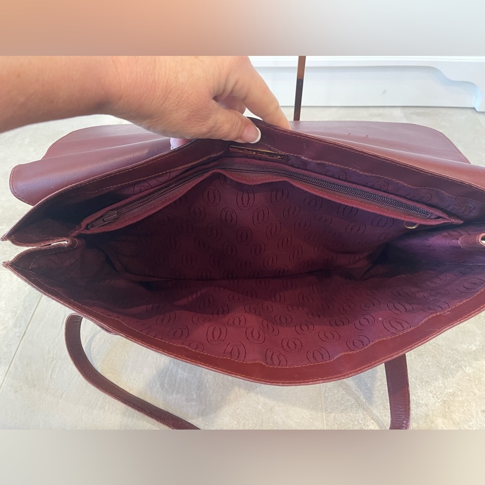 Vintage Cartier Leather Document Briefcase Bag In Cartier Burgundy From 1990’s - Picture 6 of 13